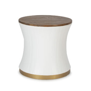 Mesa Auxiliar 60x60x60 Madera Natural/Blanco/Metal Dorado