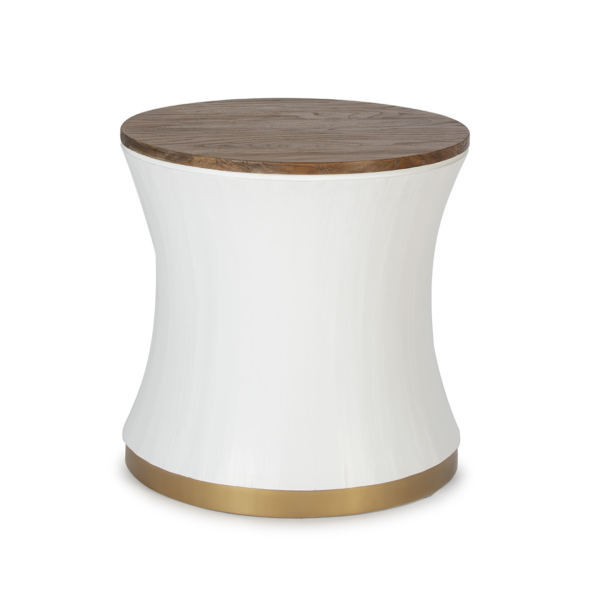 Mesa Auxiliar 60x60x60 Madera Natural/Blanco/Metal Dorado