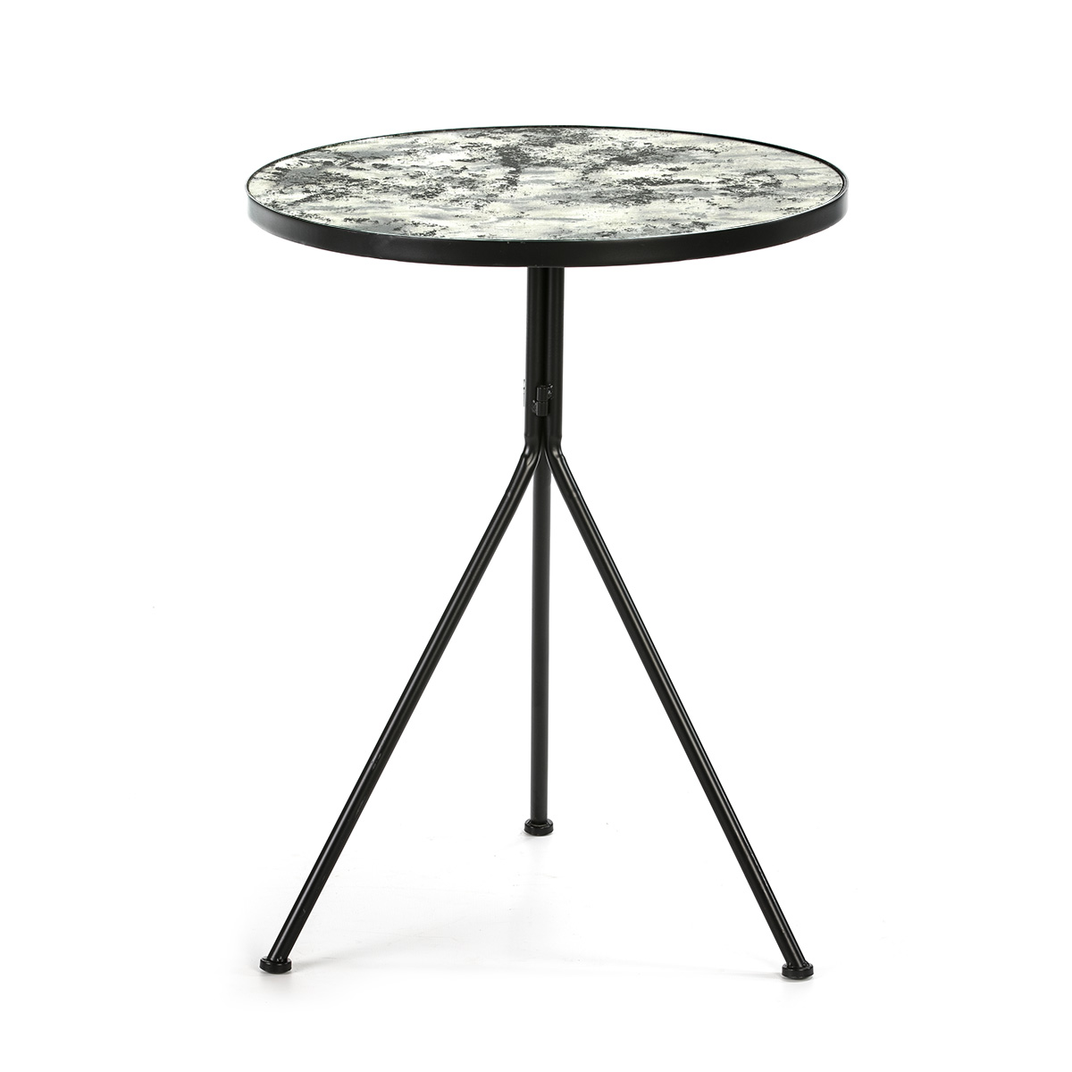 Mesa Auxiliar 60x60x78 Espejo Envejecido/Metal Negro