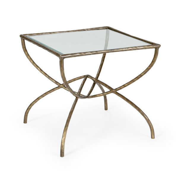 Mesa Auxiliar 63x63x58 Metal/Cristal Dorado Antique