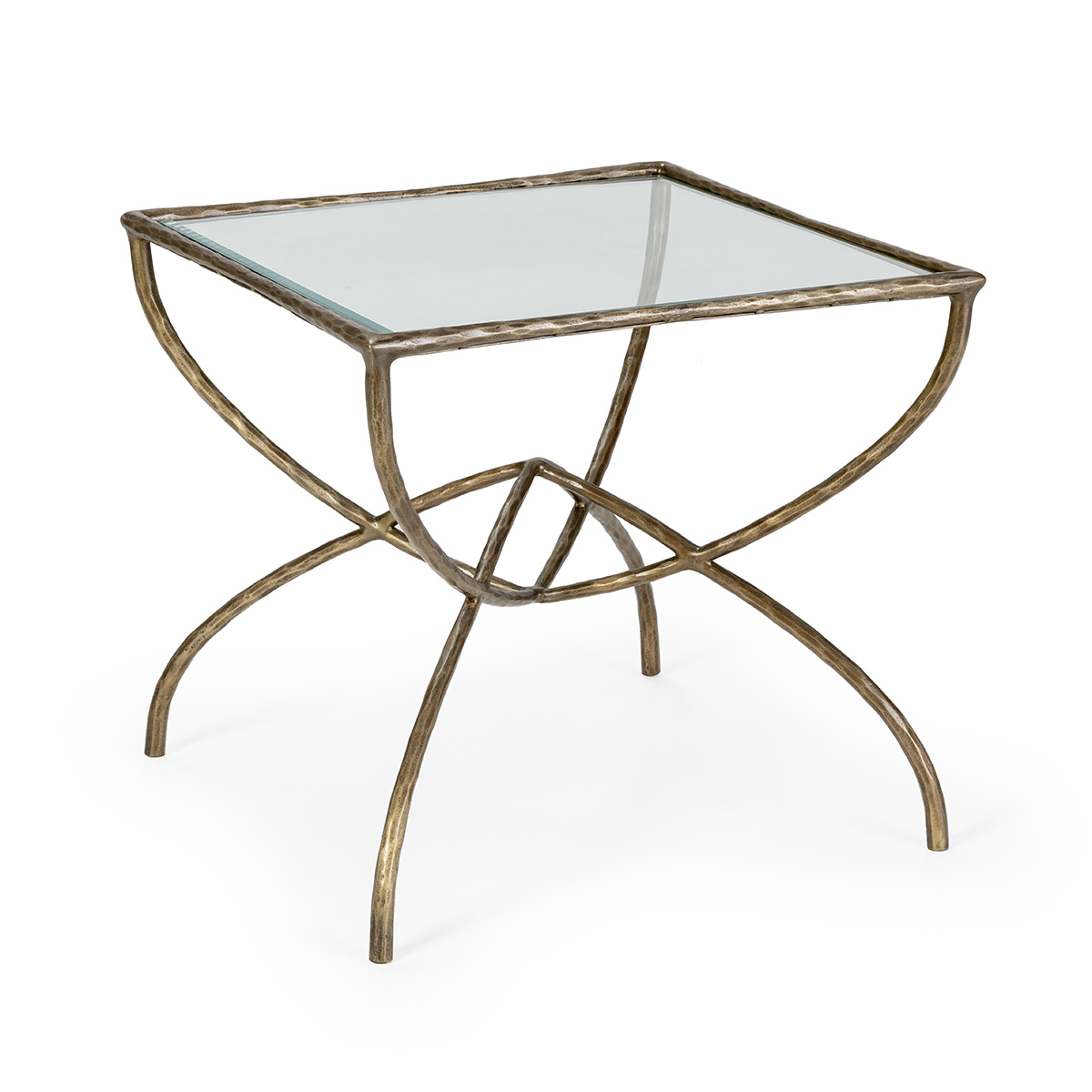 Mesa Auxiliar 63x63x58 Metal/Cristal Dorado Antique