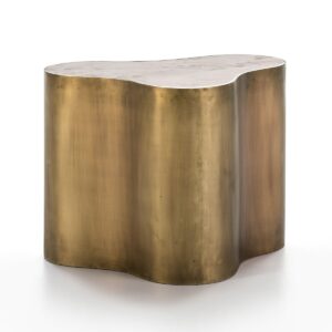 Mesa Auxiliar 65x45x51 Metal Dorado/Mármol Blanco