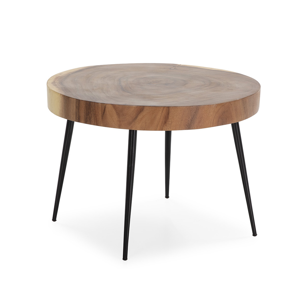 Mesa Auxiliar 65x65x45 Madera de Suar/Metal Natural/Negro