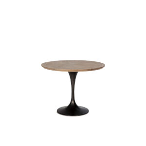 Mesa Comedor 100x100x75 Madera de Olmo/Metal Natural/Negro