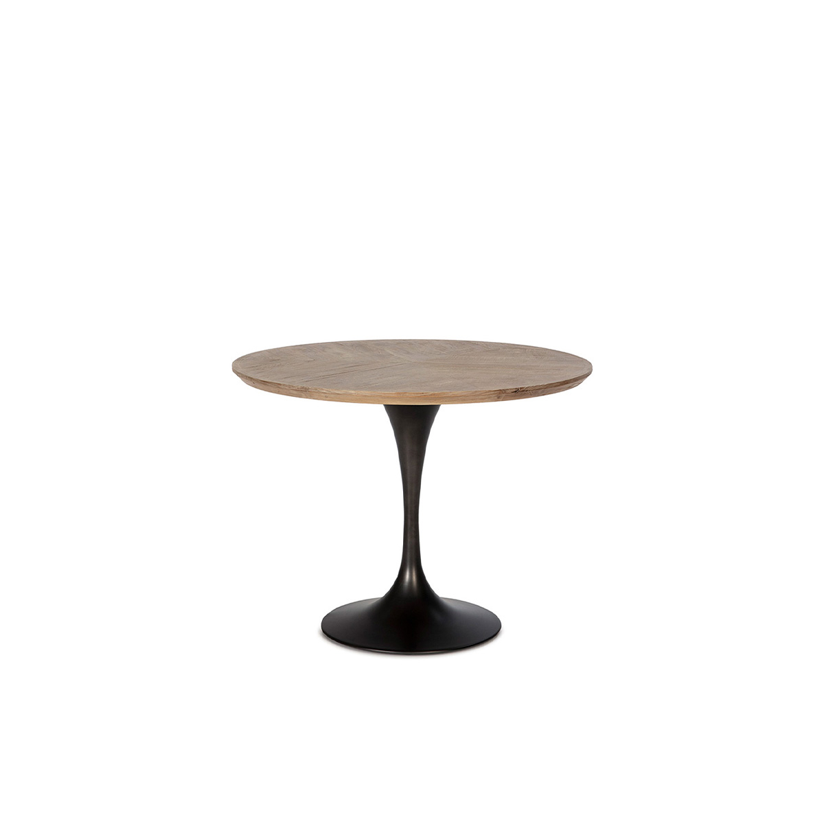 Mesa Comedor 100x100x75 Madera de Olmo/Metal Natural/Negro