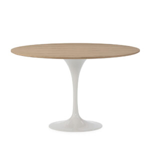 Mesa Comedor 120X120X73 Aluminio/Chapado Fresno -- Blanco/Natural