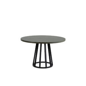 Mesa Comedor 120x120x75 Madera de Cedro/Metal Gris/Negro