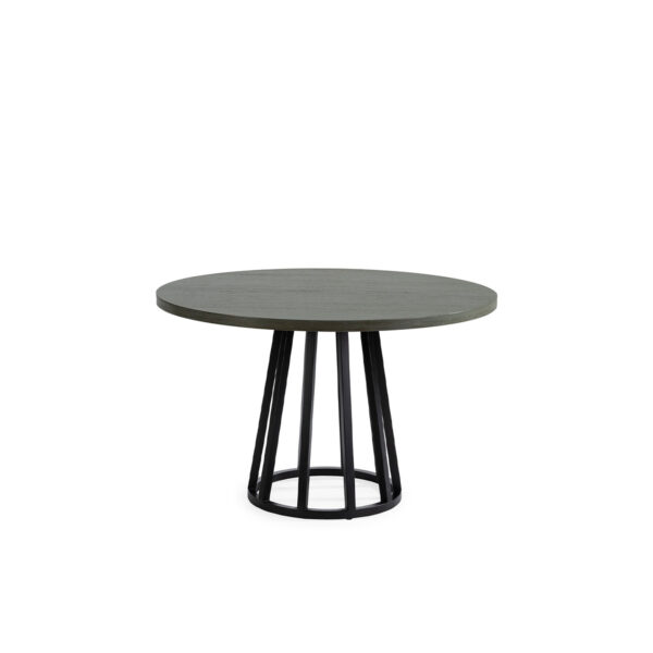 Mesa Comedor 120x120x75 Madera de Cedro/Metal Gris/Negro