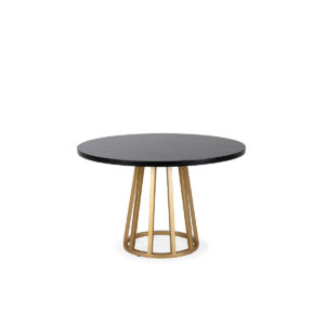 Mesa Comedor 120x120x75 Madera de Cedro/Metal Negro/Dorado