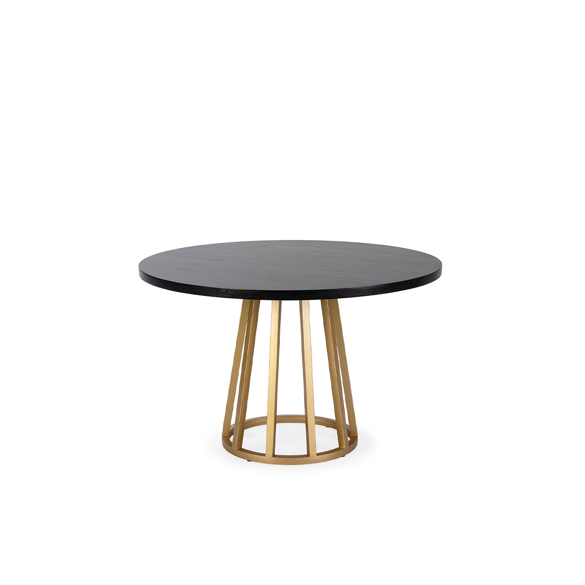 Mesa Comedor 120x120x75 Madera de Cedro/Metal Negro/Dorado