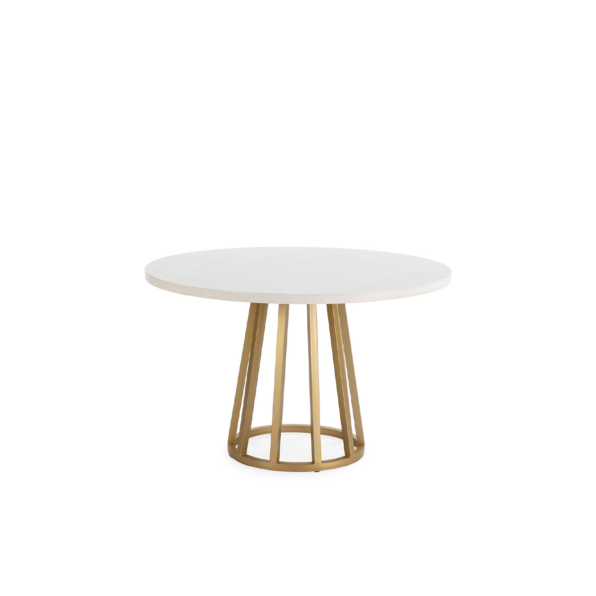 Mesa Comedor 120x120x75 Madera Mindi/Metal Blanco/Dorado
