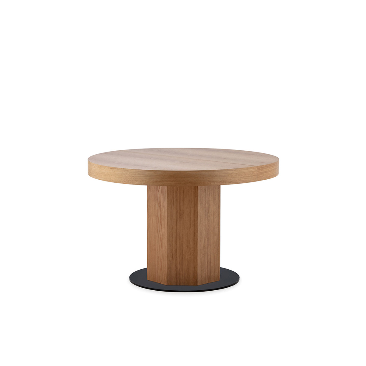Mesa Comedor 120x120x76/160x120x76 Madera de Roble/Metal -- Natural/Negro