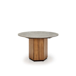 Mesa Comedor 120X120X77 Madera de Teca/Piedra Natural/Gris