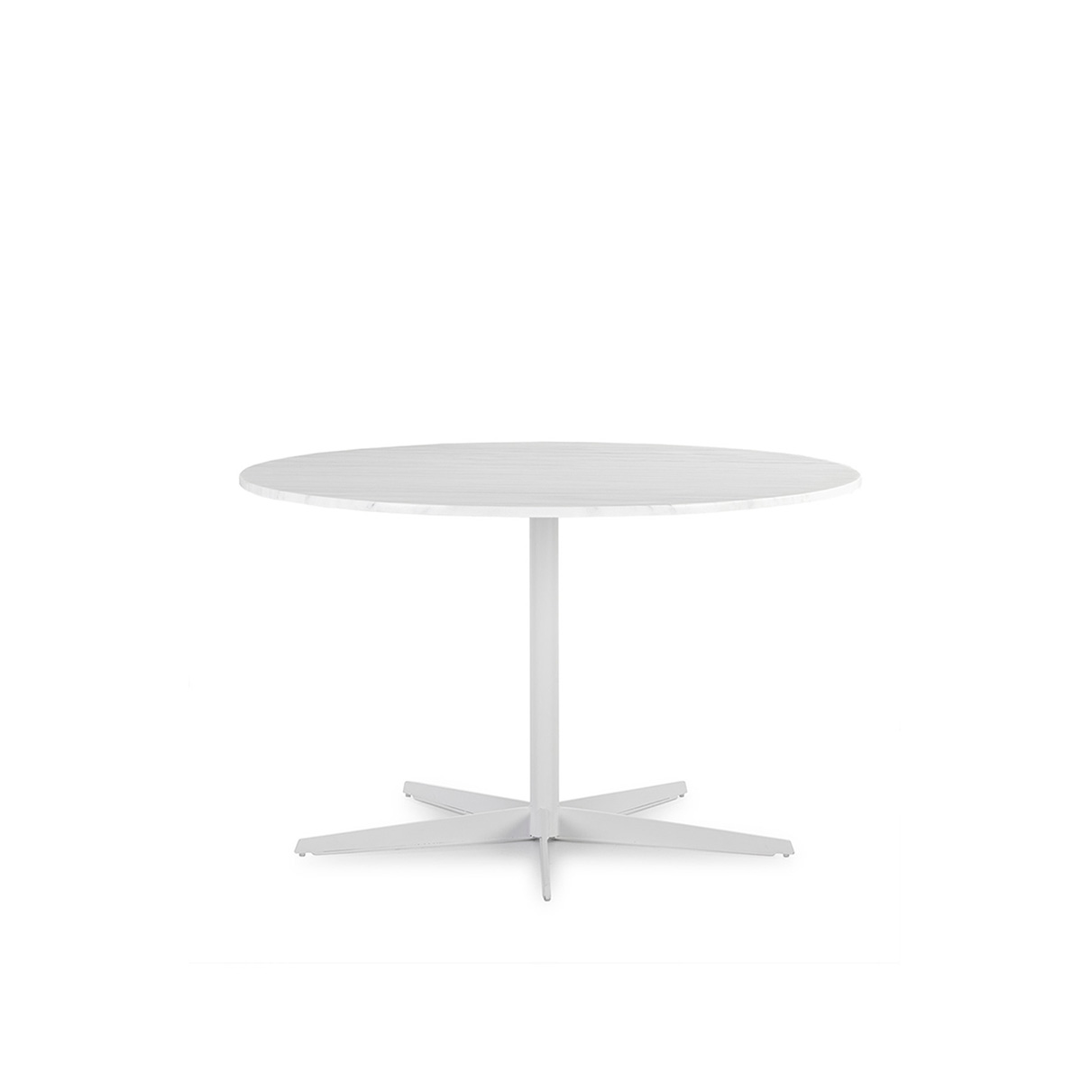 Mesa Comedor 125x125x75 Mármol Blanco/Metal Blanco