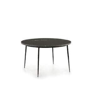 Mesa Comedor 125x125x75 Mármol Negro Mate/Metal Negro