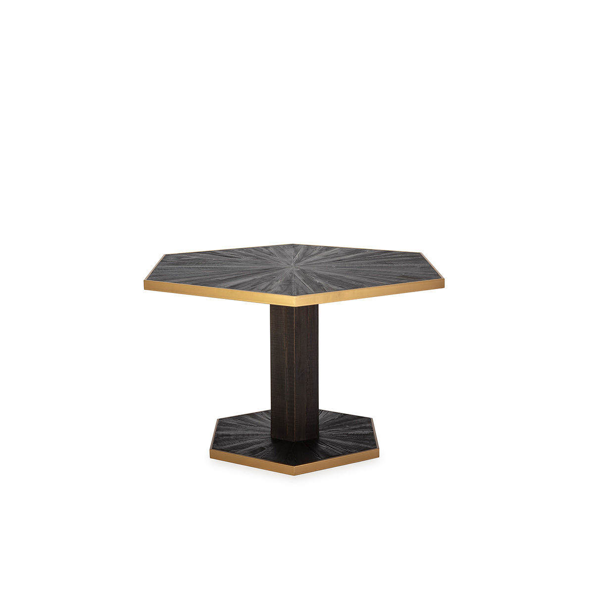 Mesa Comedor 135x117x78 Madera de Pino reciclado/Metal Gris Ceniza/Dorado