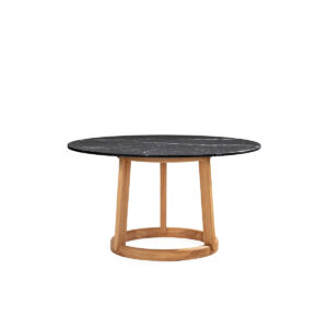 Mesa Comedor 140x140x75 Madera de Roble/Mármol -- Natural/Negro