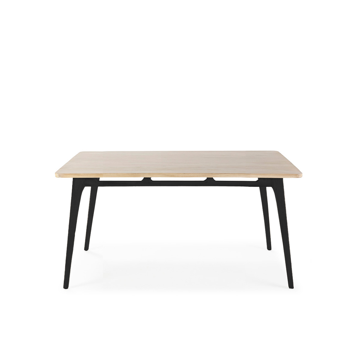 Mesa Comedor 150x80x76 Madera de Cedro Negro/Natural con Pátina Gris