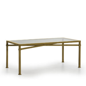 Mesa Comedor 180x90x75 Cristal/Metal Dorado Antique