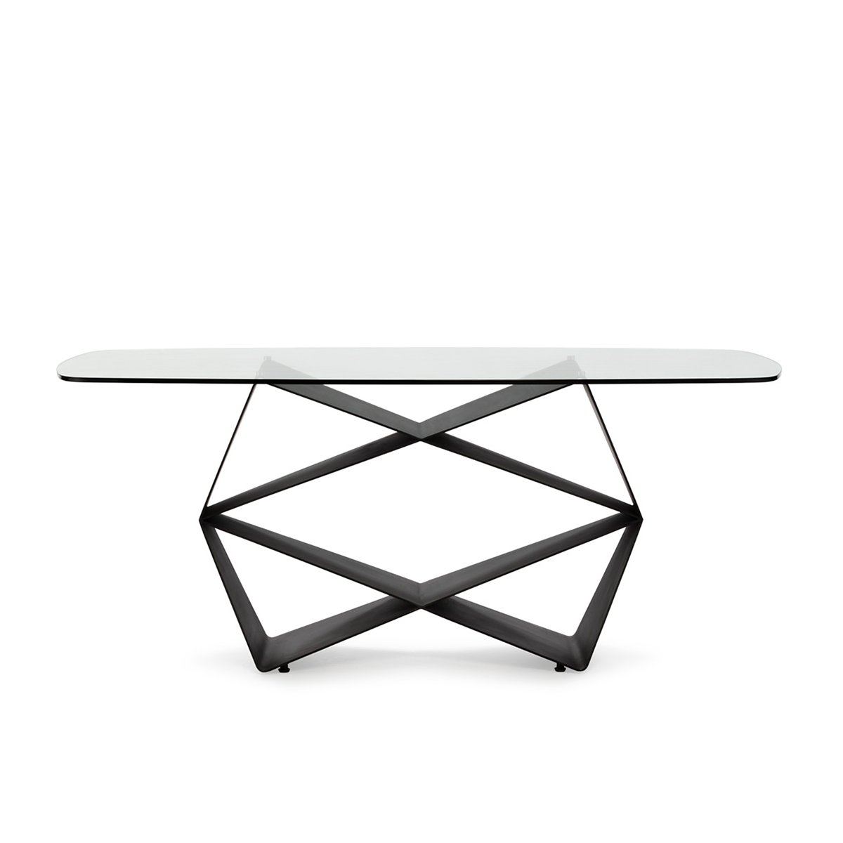 Mesa Comedor 180x90x75 Cristal/Metal -- Negro