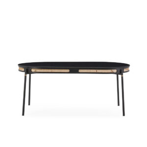 Mesa Comedor 180x90x75 Madera/Ratán/Metal -- Negro/Natural
