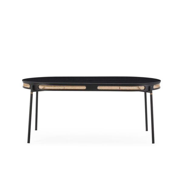 Mesa Comedor 180x90x75 Madera/Ratán/Metal -- Negro/Natural