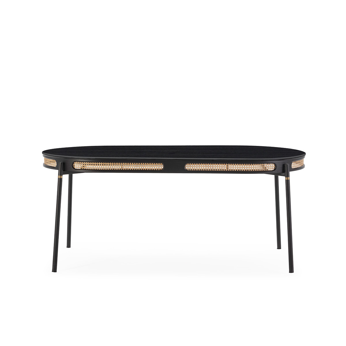 Mesa Comedor 180x90x75 Madera/Ratán/Metal -- Negro/Natural