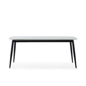 Mesa Comedor 180x90x76 Porcelánico/Metal -- Blanco/Negro