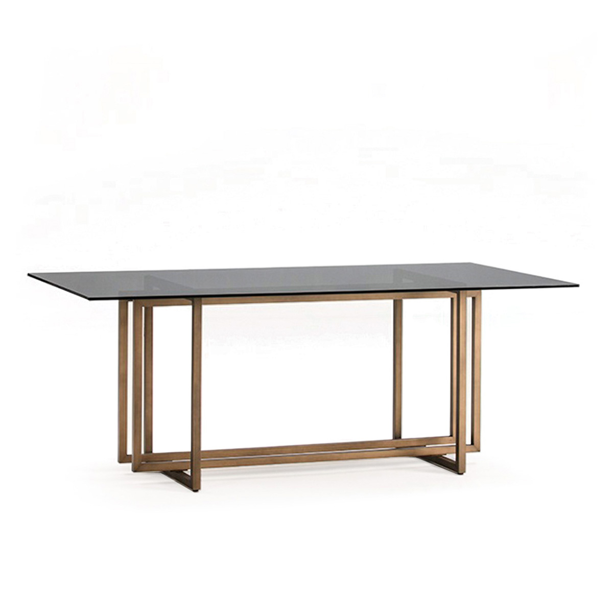 Mesa Comedor 190x100x75 Cristal Ahumado/Metal Dorado