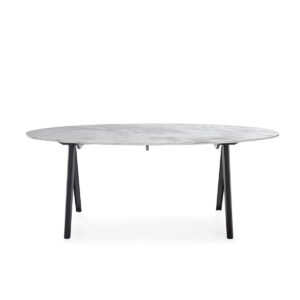 Mesa Comedor 200x100x75 Mármol Blanco/Metal Negro