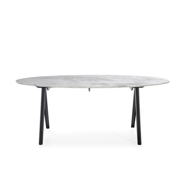 Mesa Comedor 200x100x75 Mármol Blanco/Metal Negro
