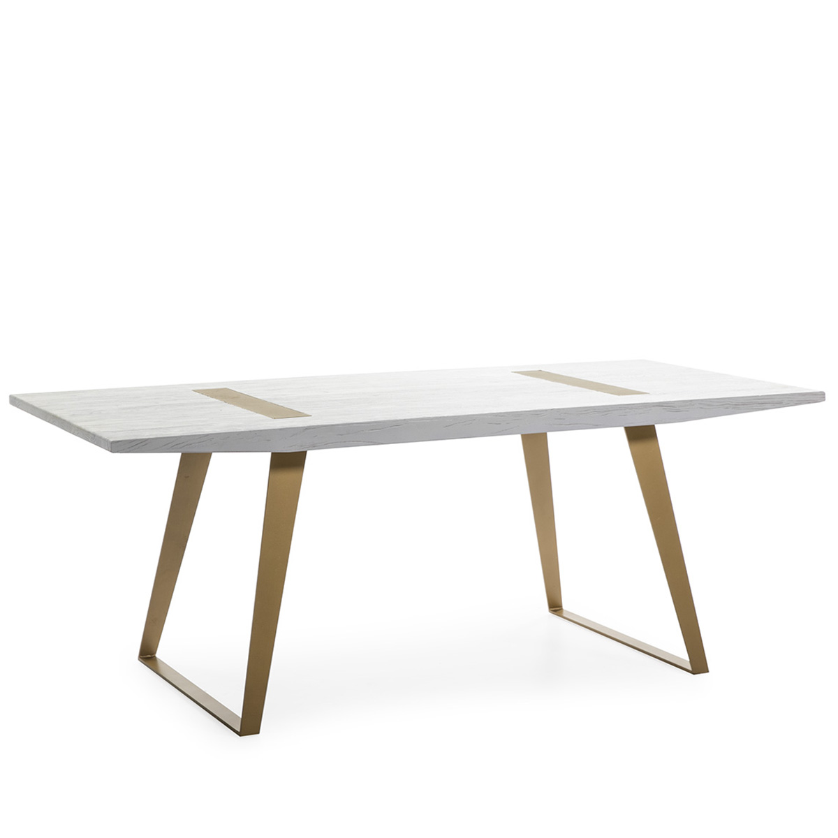 Mesa Comedor 200x90x76 Madera Blanco/Metal Dorado
