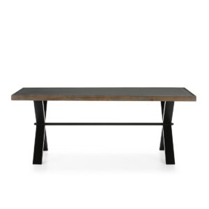 Mesa Comedor 200x90x78 Cemento/Madera Natural/Metal Negro