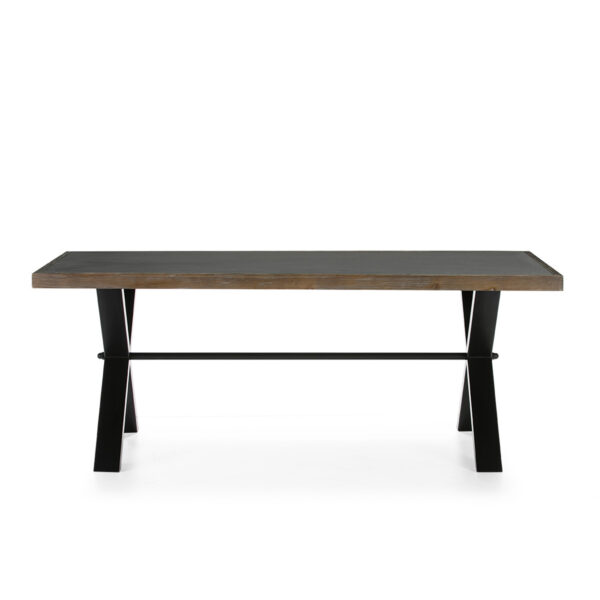 Mesa Comedor 200x90x78 Cemento/Madera Natural/Metal Negro