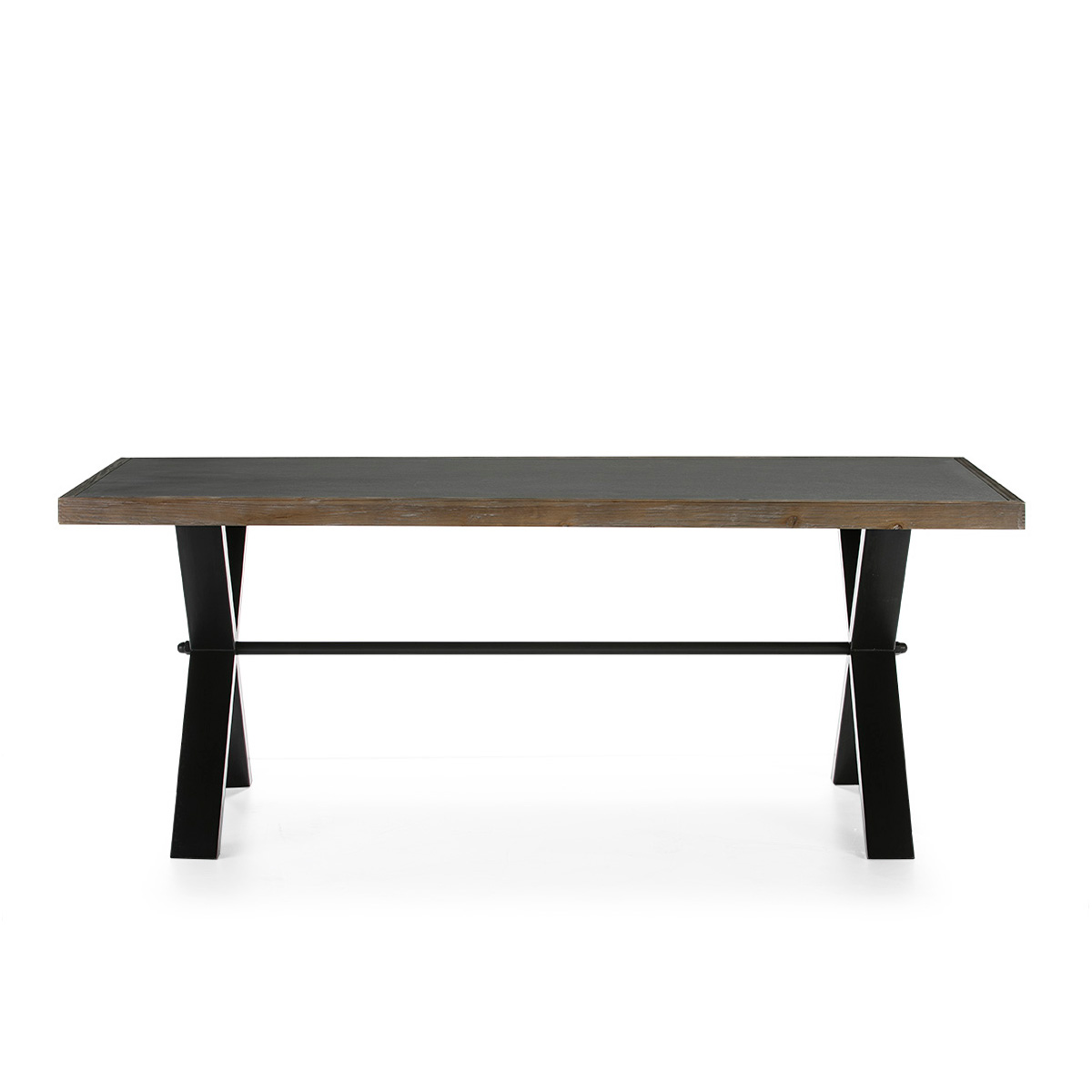 Mesa Comedor 200x90x78 Cemento/Madera Natural/Metal Negro