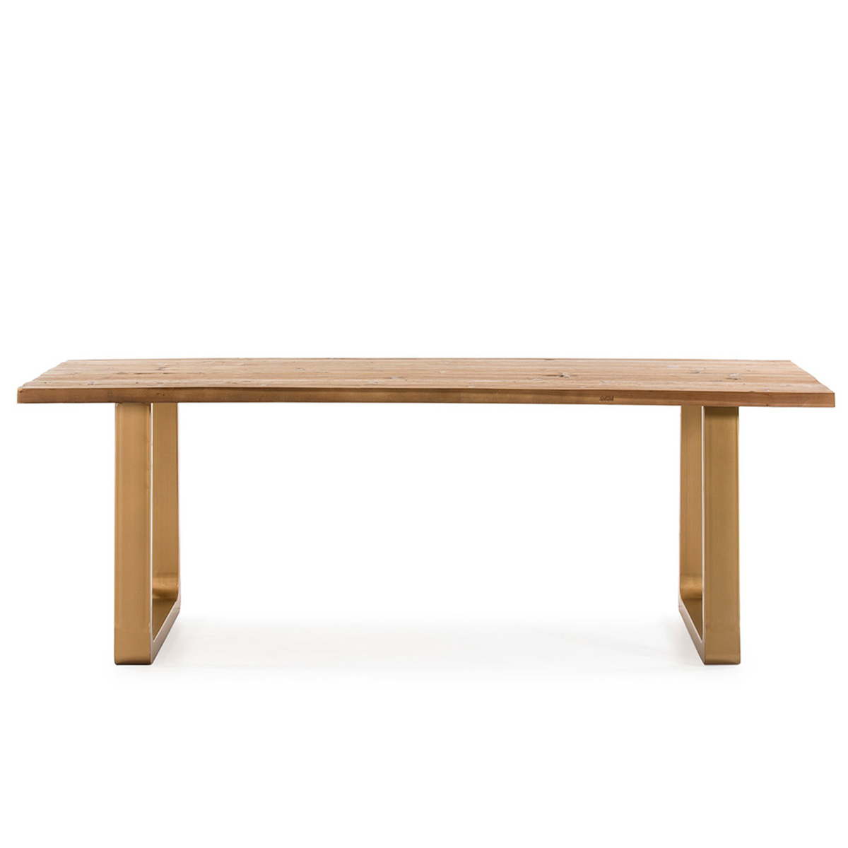 Mesa Comedor 220x95x77 Madera Natural/Metal Dorado