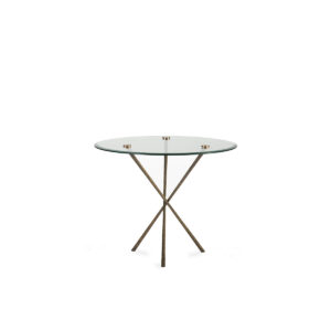 Mesa Comedor 92x92x76 Cristal/Hierro Forjado Dorado