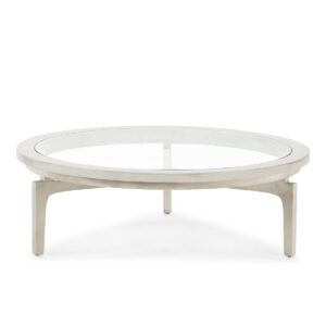 Mesa de Centro 100x100x32 Madera de Cedro/Cristal -- Blanco Velado