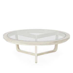 Mesa de Centro 100x100x32 Madera de Cedro/Cristal -- Blanco Velado