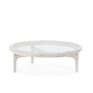 Mesa de Centro 100x100x32 Madera de Cedro/Cristal -- Gris Velado