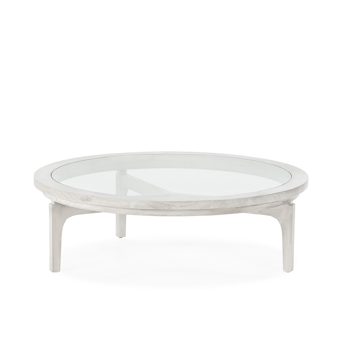 Mesa de Centro 100x100x32 Madera de Cedro/Cristal -- Gris Velado