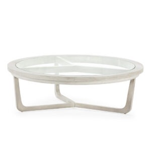 Mesa de Centro 100x100x32 Madera de Cedro/Cristal -- Gris Velado