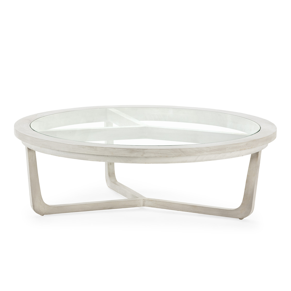 Mesa de Centro 100x100x32 Madera de Cedro/Cristal -- Gris Velado