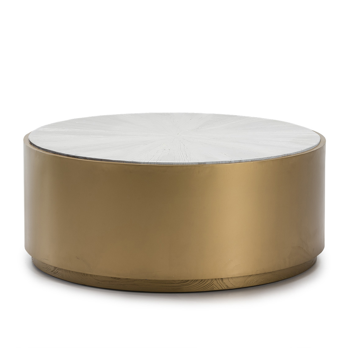 Mesa de Centro 100x100x41 Madera Blanco/Metal Dorado