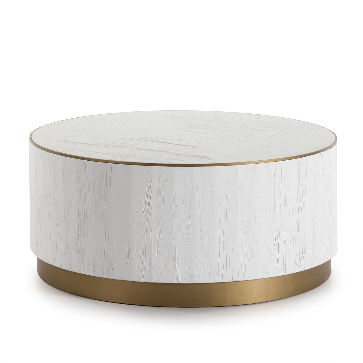 Mesa de Centro 100x100x45 Madera Blanco/Metal Dorado