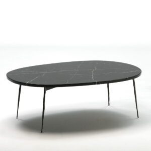 Mesa de Centro 100x70x35 Metal/Mármol Negro Mate