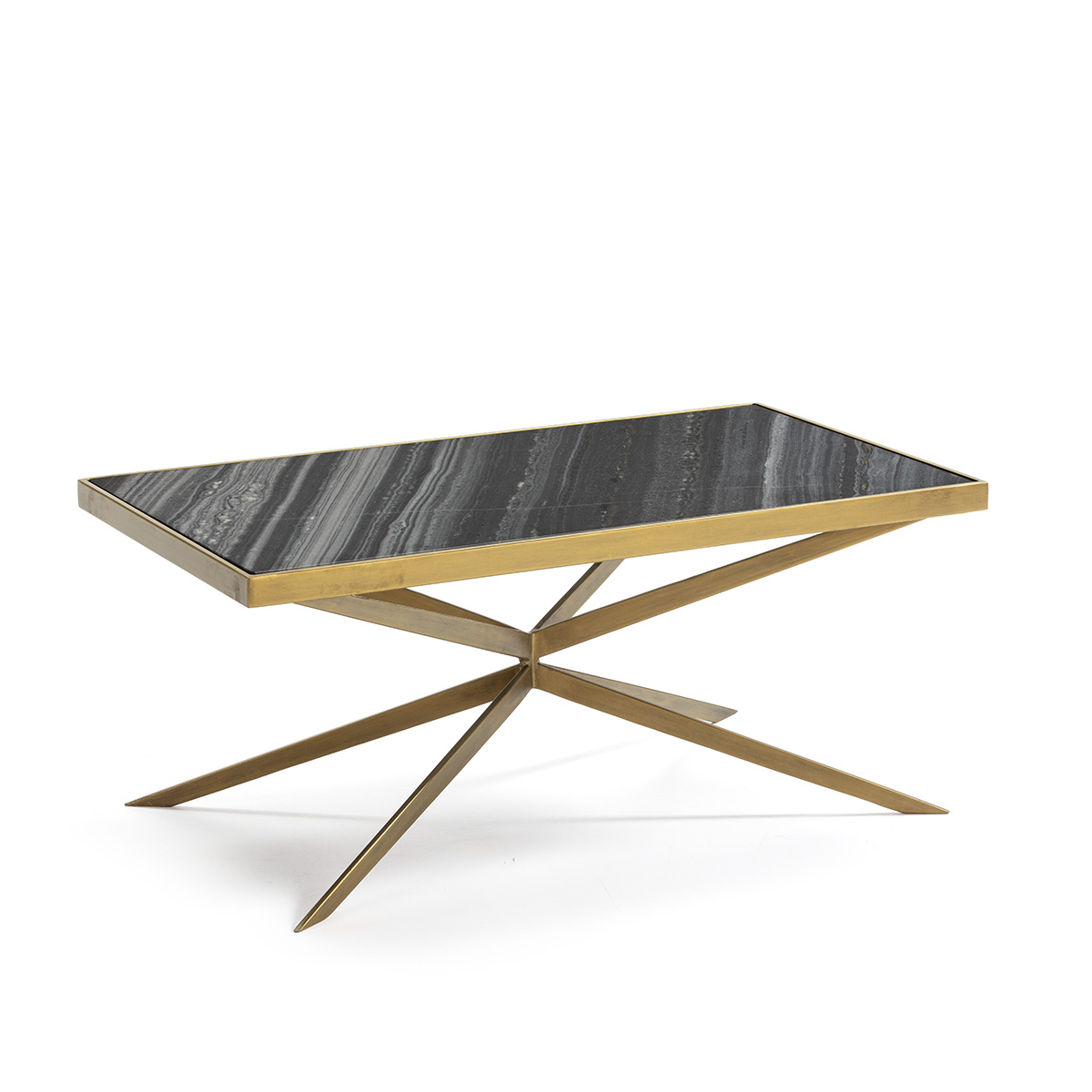 Mesa de Centro 106x60x47 Mármol/Metal Dorado