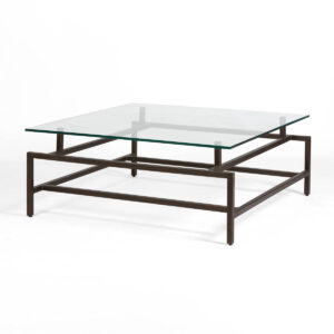 Mesa de Centro 107x107x42 Cristal/Metal -- Bronce