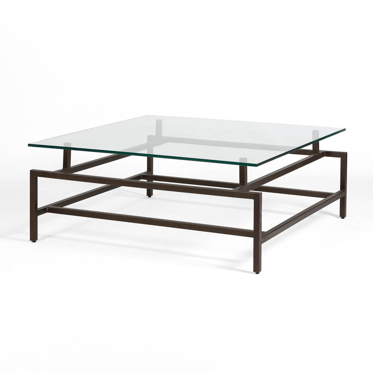 Mesa de Centro 107x107x42 Cristal/Metal -- Bronce