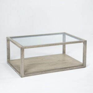 Mesa de centro 110x70x45 Cristal/Madera Gris Velado